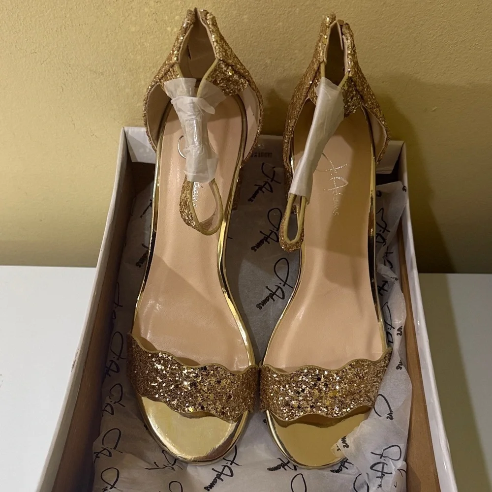 J.Adams Mimi ⭐️ Gold Glitter Sandals Chunky Sandals occasion Evening sandals